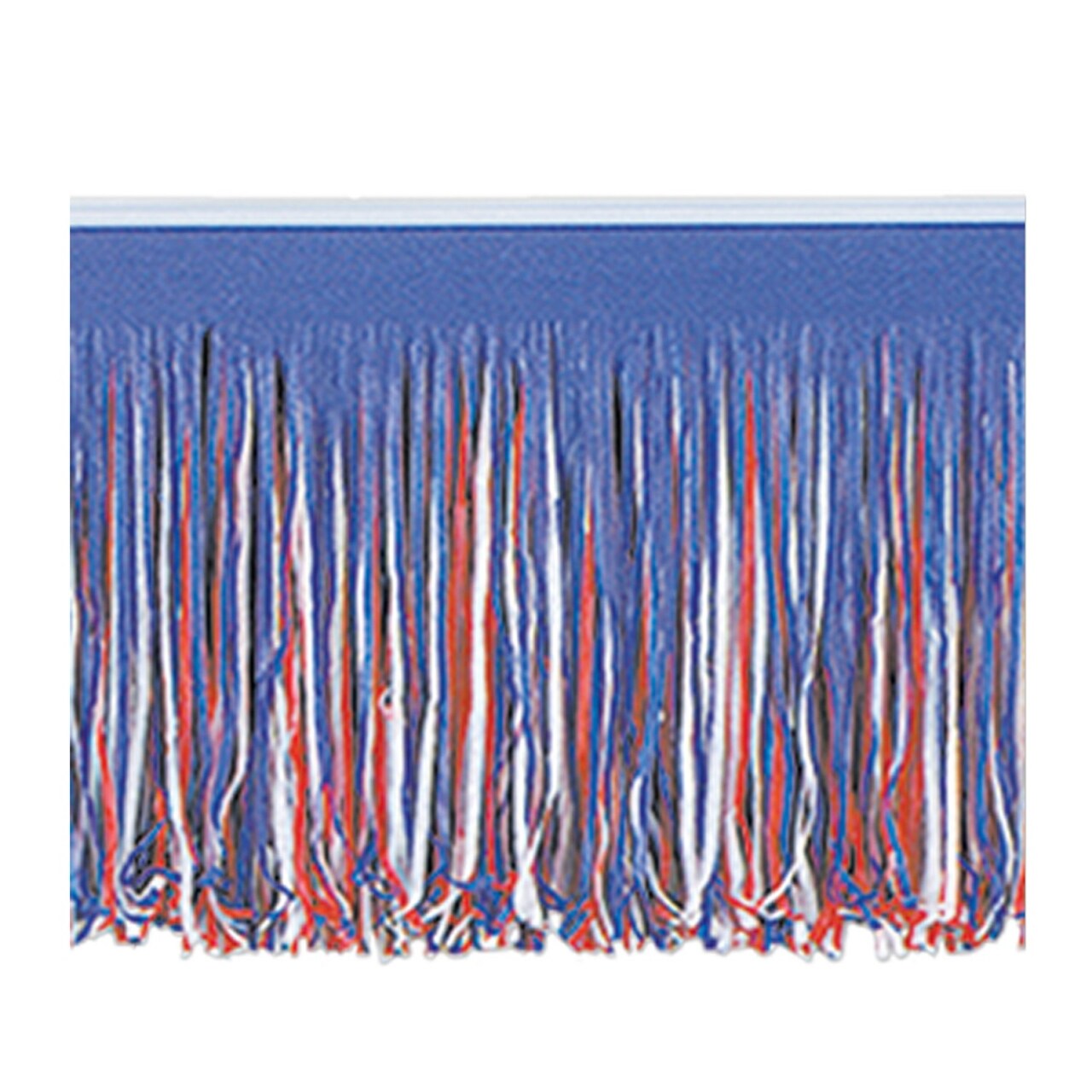 Beistle Club Pack of 12 Red, White and Blue Hanging Tissue Fringe Drape Decorations 10'